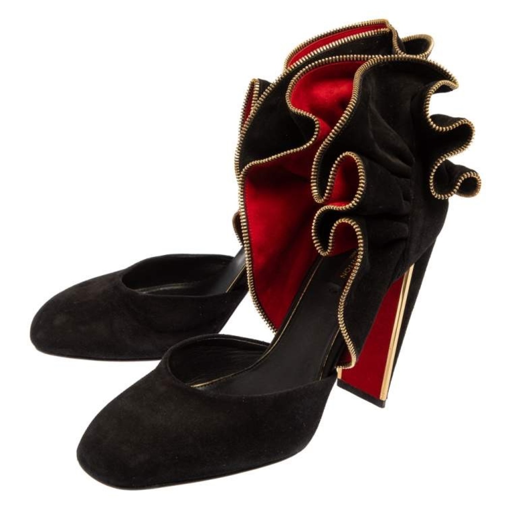 Louis Vuitton Black Suede Trimmed Pumps - Picture 1 of 12